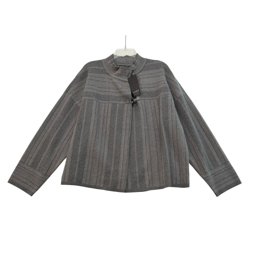 Jones New York Signature Heather Grey Toggle Mock Neck Cardigan‎ Sweater XL NEW